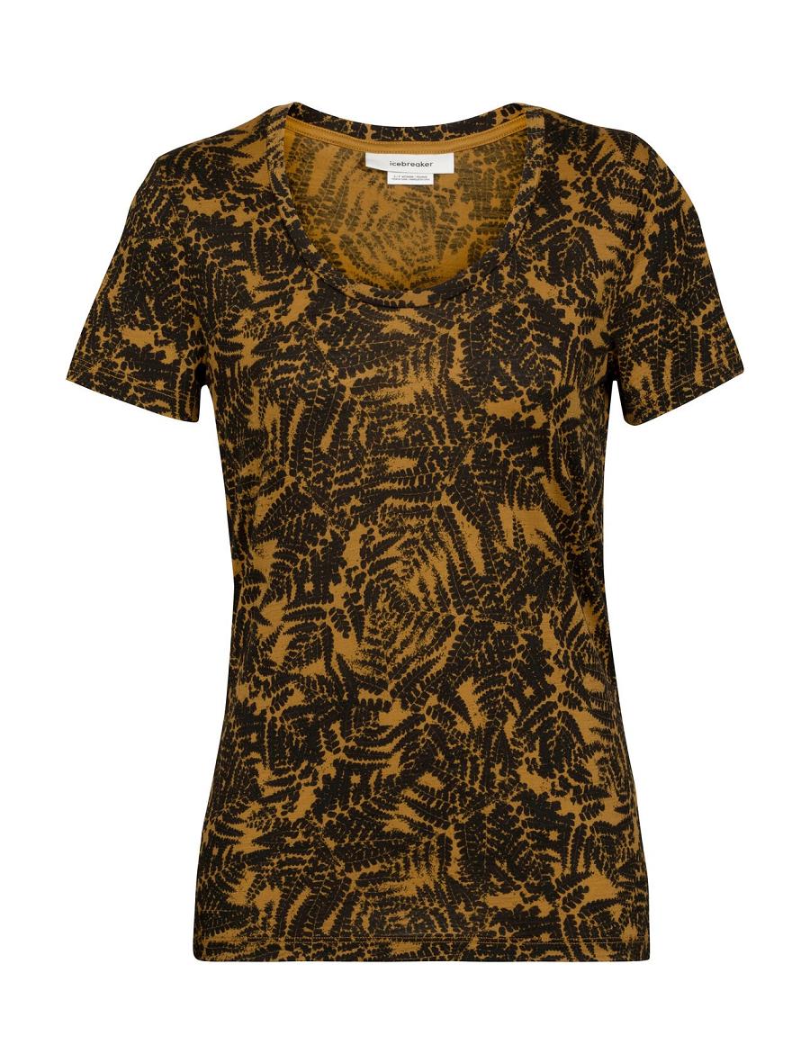 Women's Icebreaker Merino Tech Lite II Short Sleeve Scoop Native Ferns T Shirts Clove | CA 1348ZUTG